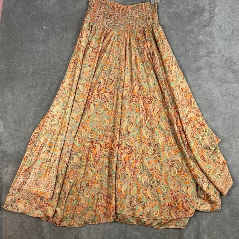 Womens Flowy Wide Leg Palazzo Pants Silk Viscose Size S/M Paisley Boho Beachy - Picture 5 of 8